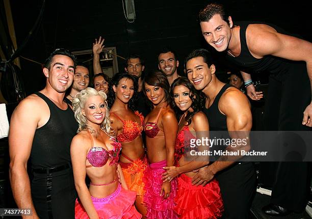 Dancing With The Stars' Cheryl Burke Actress Eva Longoria Actor Mario Lopez Dancing With The Stars' Maksim Chmerkovskiy with Dancers poses backstage...