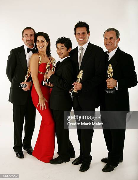 Director James Hayman, Actress Ana Ortiz, Actor Mark Indelicato, Writer Silvio Horta and Actor Tony Plana poses for a portrait during the 2007 NCLR...