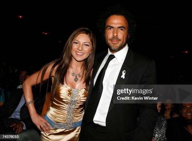 Actress Mariana Ochoa and director Alejandro Gonzalez Inarritu pose in the audience during the 2007 NCLR ALMA Awards held at the Pasadena Civic...