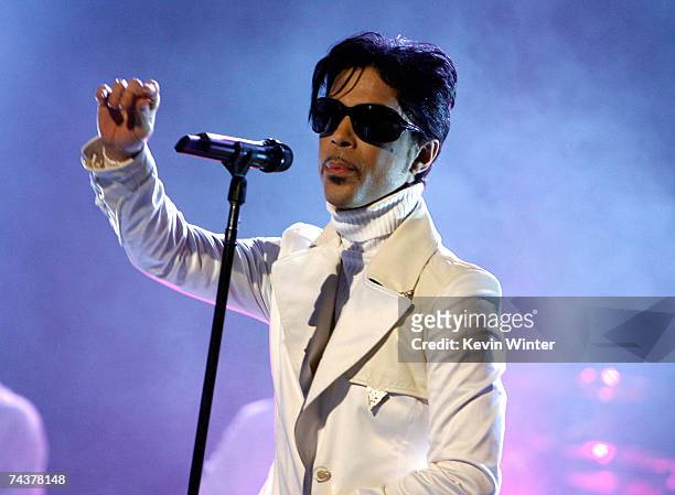 Singer Prince performs onstage during the 2007 NCLR ALMA Awards held at the Pasadena Civic Auditorium on June 1, 2007 in Pasadena, California.