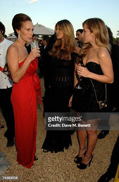 Andrea Dellal, Elle Macpherson and Alice Dellal arrive at the Raisa Gorbachev Foundation Party at the Hampton Court Palace on June 2, 2007 in...