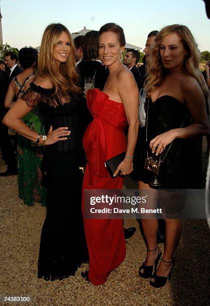 Andrea Dellal, Elle Macpherson and Alice Dellal arrive at the Raisa Gorbachev Foundation Party at the Hampton Court Palace on June 2, 2007 in...