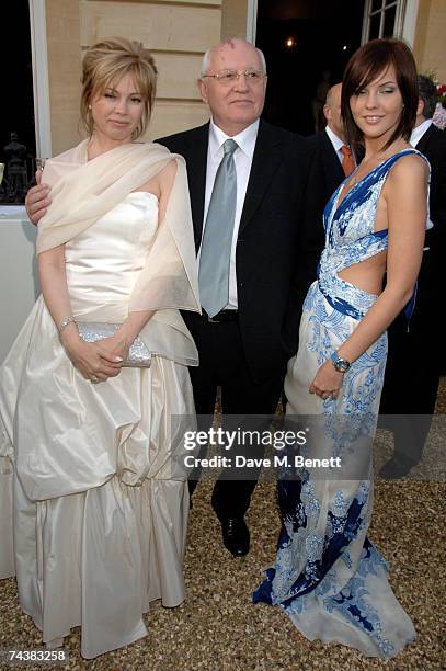 Mikhail Gorbachev, his daughter, Irina Virganskaya and granddaughter Anastasia Virganskaya arrive at the Raisa Gorbachev Foundation Party at the...