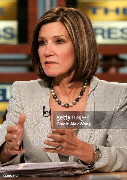 Republican strategist Mary Matalin speaks during a taping of "Meet the Press" at the NBC Studios June 3, 2007 in Washington, DC. Guests discussed the...