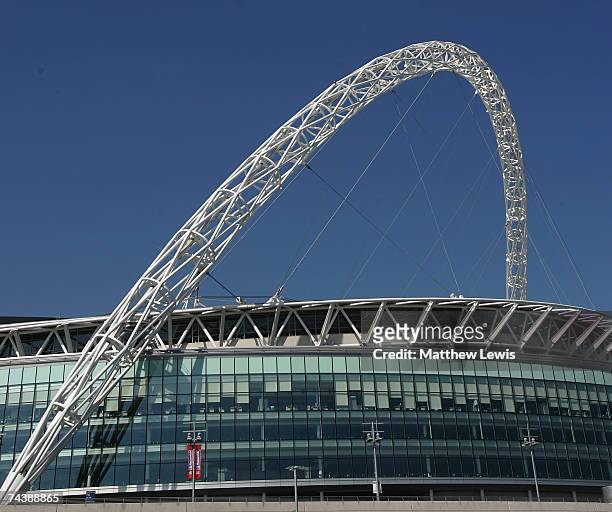 Generic views of Wembley Stadium ahead of the Charity Celebrity Football Match against a team of Nationwide Customers at Wembley Stadium on June 2,...