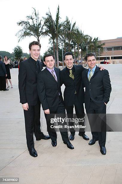 Castmembers Actors playing the Four Seasons Erich Bergen, Michael Ingersoll,Christopher Kale Jones and Deven May pose during the opening night party...