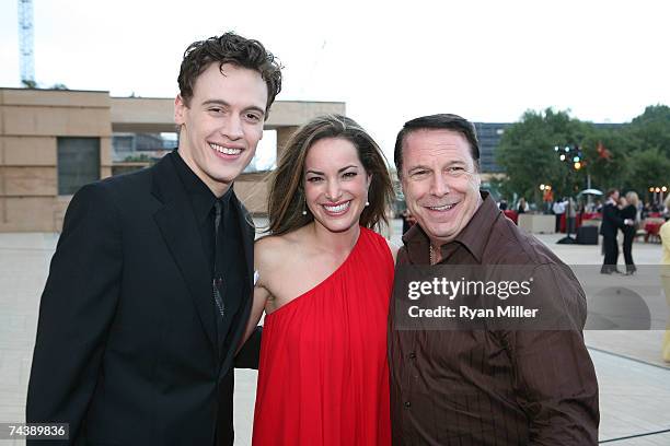 Castmembers Actor Erich Bergen, Actress Jackie Seiden and Incoming CTG Board President Martin Massman pose during the opening night party for "Jersey...