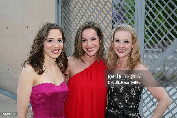 Castmembers Actresses Melissa Strom, Jackie Seiden and Sandra DeNise pose during the opening night party for "Jersey Boys" the 2006 Tony Award winner...