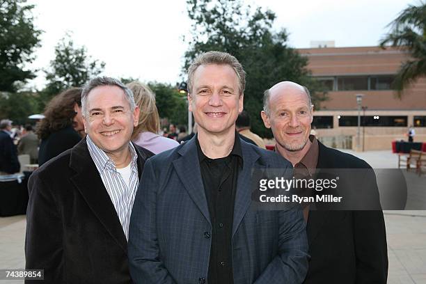 Movie Producer Craig Zadan, Writer of the "Jersey Boys" Book Rick Ellis and Movie Producer Neil Meron pose during the opening night party for "Jersey...