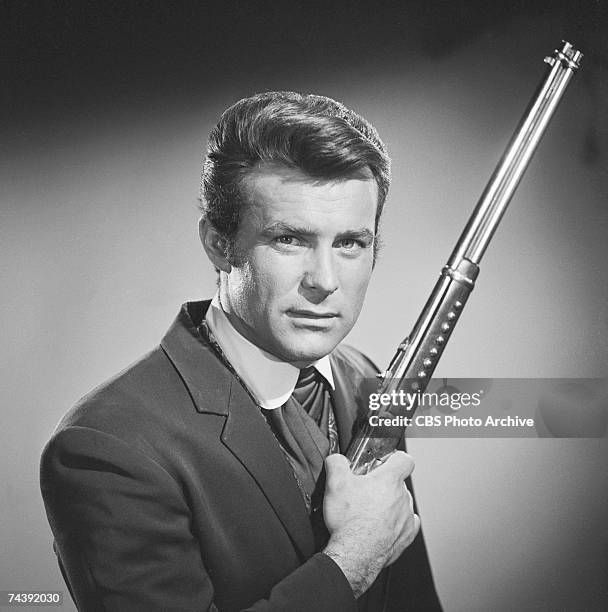 Promotional portrait of American actor Robert Conrad in costume as James T. West from the television series 'The Wild, Wild West,' February 28, 1967.