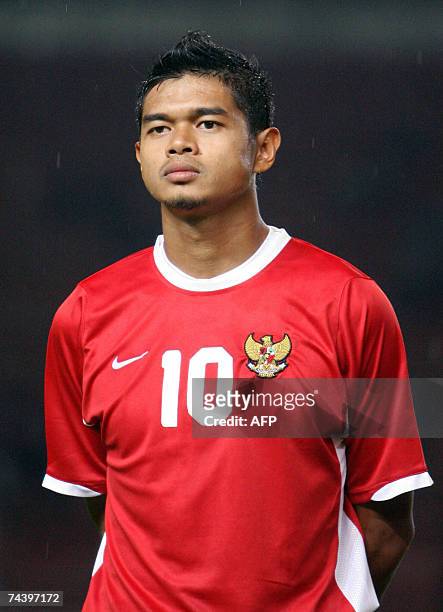 Jakarta, Java, INDONESIA: This picture taken 01 June 2007 shows Indonesian national football team player Bambang Pamungkas before a match in Jakarta....