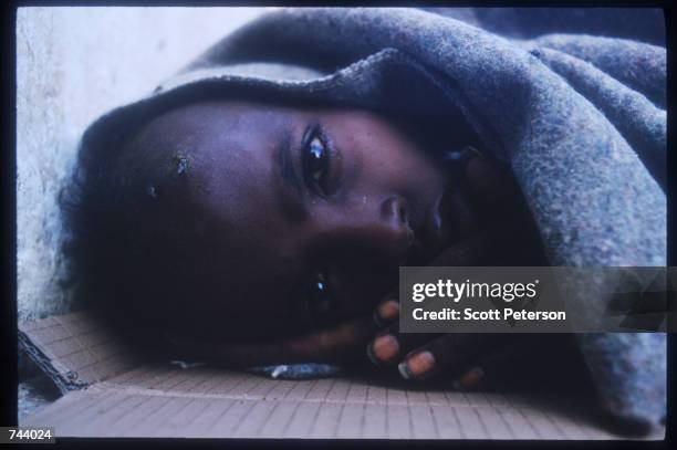 Ibrahim Ali Mohammed rests in Isha shelter December 15, 1992 in Baidoa, Somalia. Somalia fell into anarchy after the fall of Siad Barre's twenty-two...