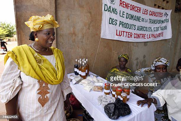 Barry Aminata Toure, president of the African development coalition visit the Sissako's "Babemba Traore" stadium, 05 June 2007 in Sikasso, during the...