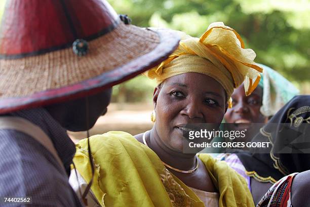 Barry Aminata Toure, president of the African development coalition visit the Sissako's "Babemba Traore" stadium, 05 June 2007 in Sikasso, during the...