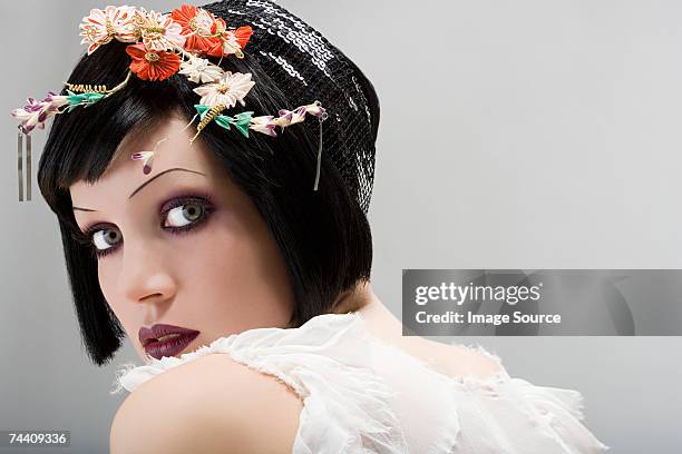 portrait of a young woman - women in the 1920's stock pictures, royalty-free photos & images