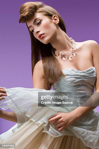 portrait of a young woman - pompadour stock pictures, royalty-free photos & images