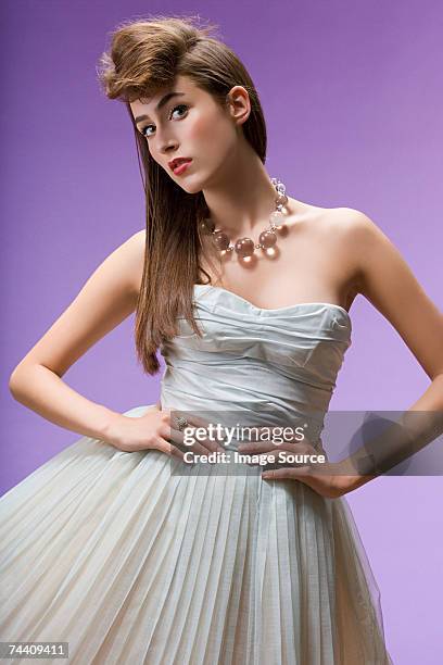 portrait of a young woman - pompadour stock pictures, royalty-free photos & images