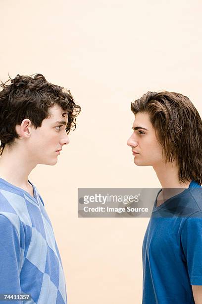 young men face to face - face off stock pictures, royalty-free photos & images