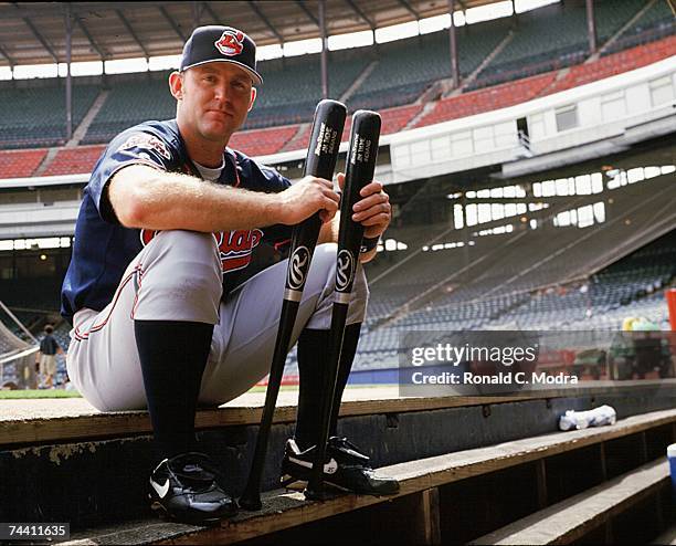 Jim Thome of the Cleveland Indians poses prior to a game against the Milwaukee Brewers in 1999 in Milwaukee, Wisconsin.