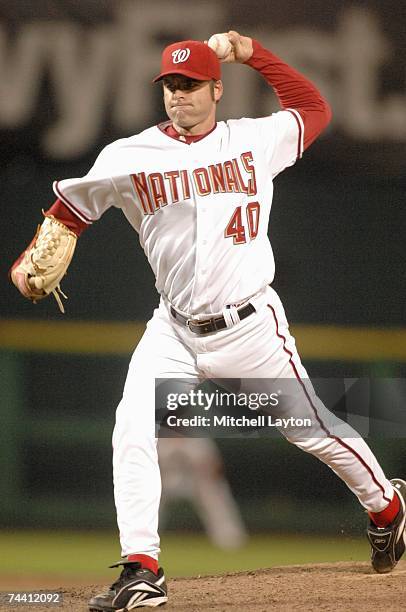 Billy Traber of the Washington Nationals pitches during a baseball game against the San Diego Padres on June 2, 2007 at RFK Stadium in Washington...