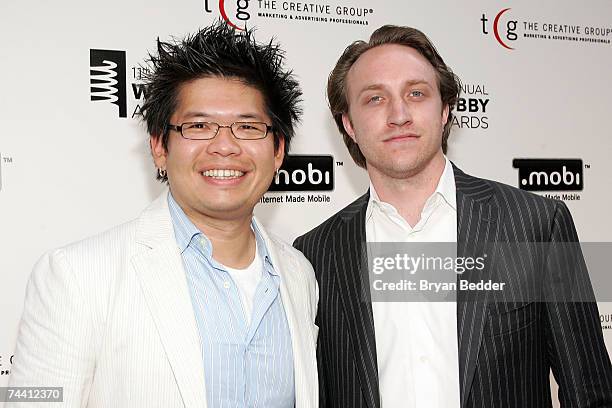 Co-founders of YouTube Steve Chen and Chad Hurley arrive at the 11th Annual Webby Awards at Chipriani Wall Street June 5, 2007 in New York City.