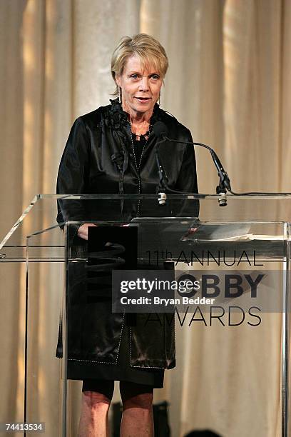 President of Hearst Magazines Cathleen Black speaks onstage at the 11th Annual Webby Awards at Chipriani Wall Street on June 5, 2007 in New York City.