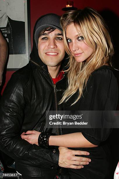 Musician Pete Wentz of Fall Out Boy and singer Ashlee Simpson attend Pete Wentz's Birthday Party hosted by Crush Management at Angels and Kings bar...