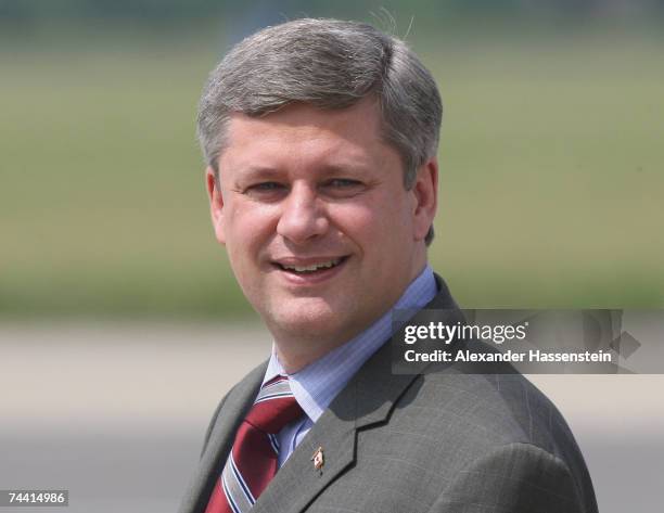 Canadian Prime Minister Stephen Harper arrive at the airport on June 6, 2007 in Rostock-Laage, Germany. Harper, along with leaders from the leading...