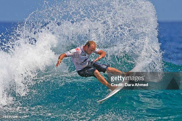 Nathan Hedge of Australia competes during the SriLankan Airlines Pro 2007 on June 6, 2007 at Pasta Point, Maldives. Nathan Hedge progressed through...