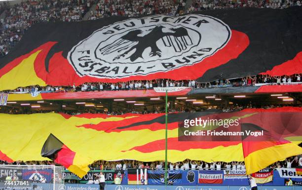 Fans of Germany during the UEFA EURO 2008 qualifier between Germany and Slovakia at the AOL Arena on June 6, 2007 in Hamburg, Germany.