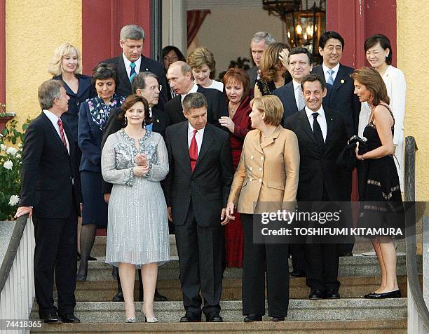 Hohen-Luckow, GERMANY: Leaders of Europe and the G8 countries pose for a family picture ahead of a dinner on the first official day of the G8 summit...