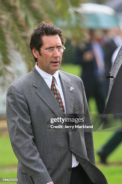 Indainapolis Speedway President Tony George arrives for Bill France Jr.?s wake at Seabreeze United Church June 6, 2007 in Daytona Beach, Florida....