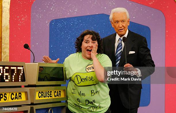 An audience member reacts as television host Bob Barker presents during his last taping of "The Price is Right" show held at the CBS television city...
