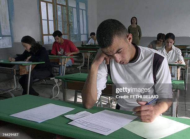 Some of the 144.000 young Tunisians attend the exams for the baccalaureat which started 07 June 2007 in Tunisia. Among them 56% are girls. Education...