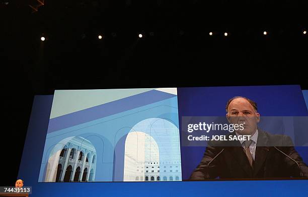 French building materials group Saint-Gobain Chief Operating Officer Pierre-Andre de Chalendar addresses the group annual General Meeting in Paris,...