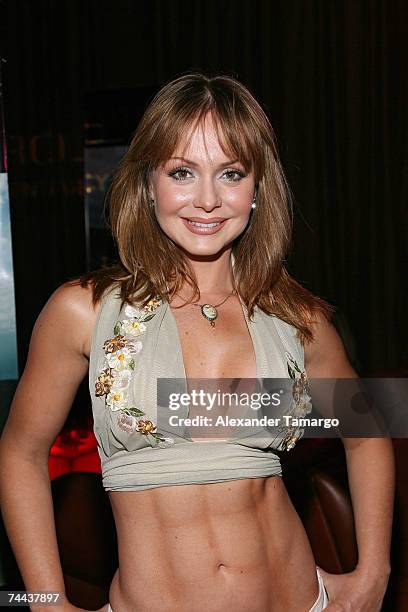 Gabriela Spanic poses at the Rocco Donna three year anniversary party at Ice Palace Studios on June 7, 2007 in Miami, Florida.