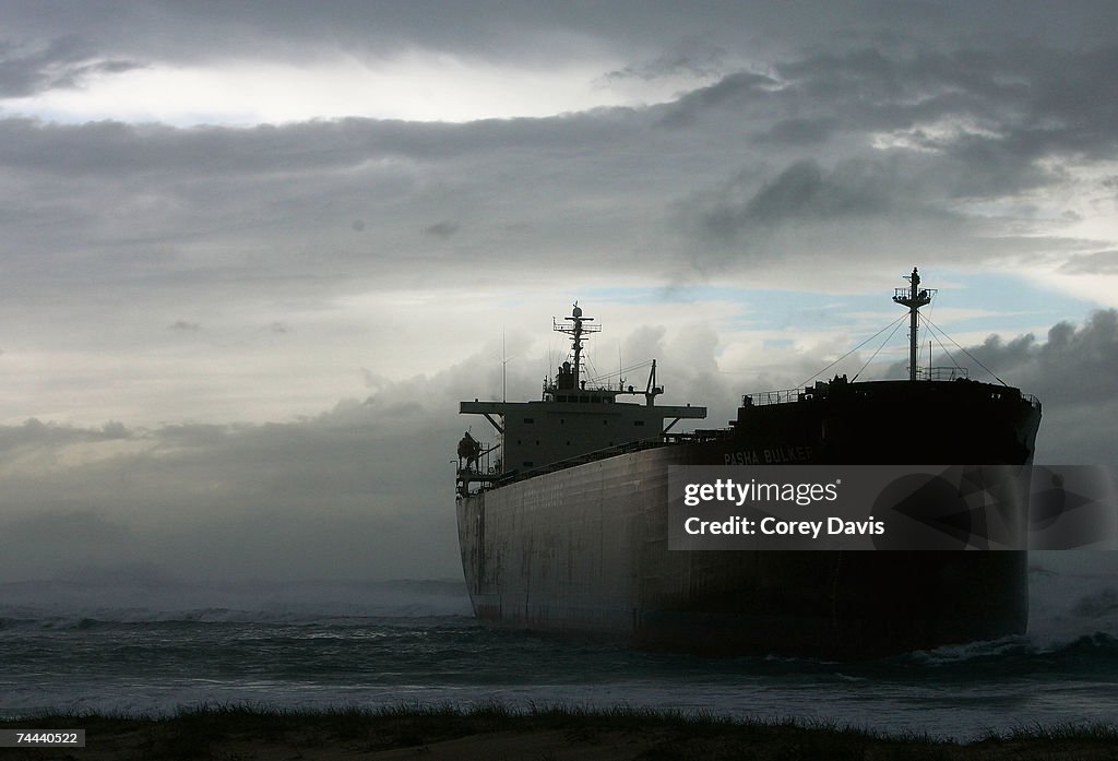 Coal Ship Runs Aground In Stormy Weather