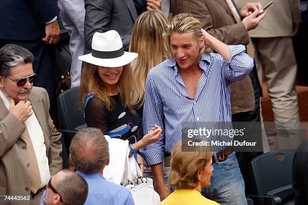 Son of French Preisident, Nicolas Sarkozy, Pierre Sarkozy attends the Rolland Garros Men's Semi-Final on June 8 2007 in Paris France.