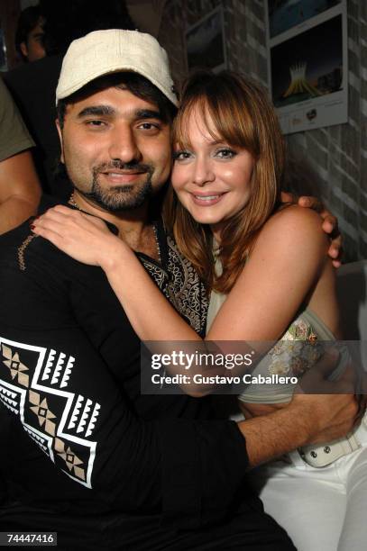 Gaby Spanic and Carlos Mesber pose at Macarena in the early morning hours on June 8, 2007 in Miami Beach, Florida.