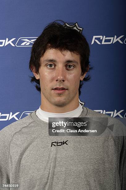 Sam Gagner poses for a portrait during the 2007 NHL Combine on June 1, 2007 at the Park Plaza Hotel in Toronto, Canada.