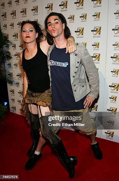 Singer/pianist Amanda Palmer and drummer Brian Viglione from the band The Dresden Dolls attend the official True Colors Tour after party at Studio 54...