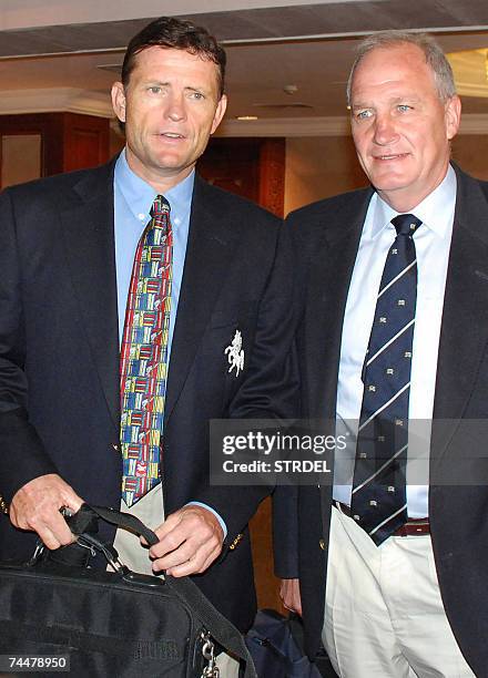 Prospective candidates for the post of the Indian cricket team coach, England's John Embury and South African Graham Ford arrive for a meeting with...