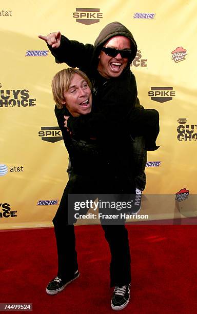 Personalities Dave England and Jason "Wee Man" Acu?a arrives to the taping of Spike TV's First Annual "Guys Choice" at Radford Studios on June 9,...