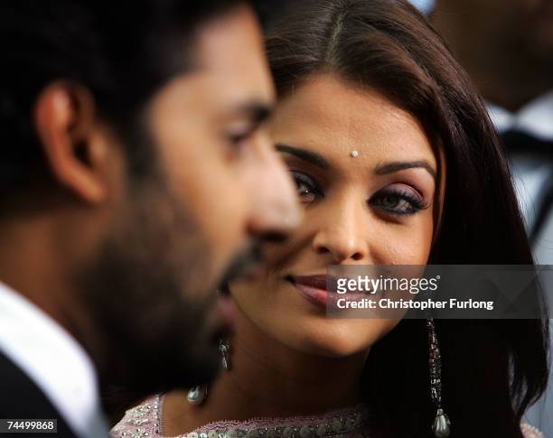 Bollywood actor Abhishek Bachchan and his wife Aishwarya Rai arrive at the International Indian Film Academy Awards at the Sheffield Hallam Arena on...