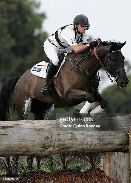 Stuart Tinney riding Tallyho Sambucca jumps during the cross country on day two of the Melbourne International Three Day Event held at the National...