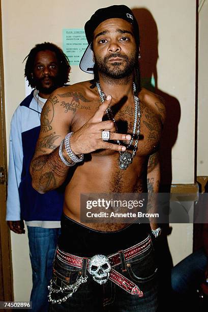 Rapper Jim Jones poses at Boost Mobile RockCorps Concert, on June 9, 2007 in Atlanta, Georgia.