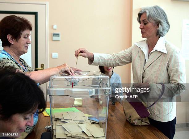 French Prime Minister and Union for a Popular Movement party candidate in the legislative election for the Sarthe region Francois Fillon's wife...