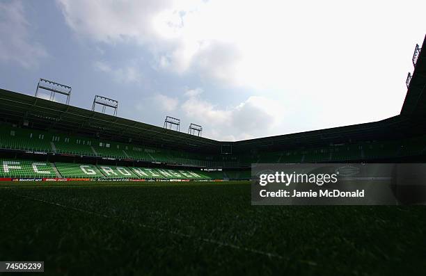 General view of the Euroborg Stadium during the UEFA U21 Championship, group A match between Portugal U21 and Belgium U21 at the Euroborg Stadium on...