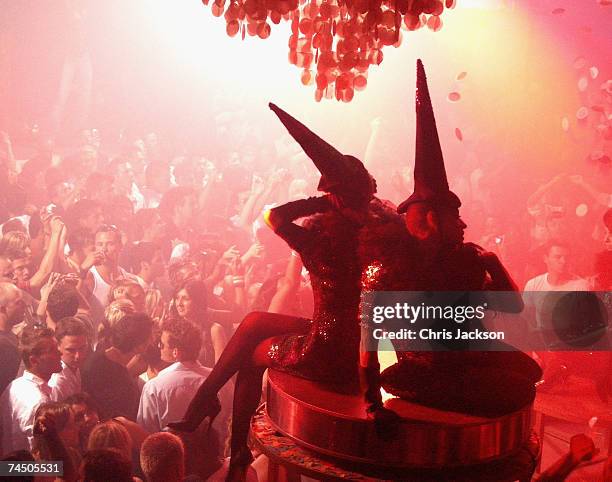 Dancers perform at Pacha nightclub in Eivissa town on June 7, 2007 in Spain Ibiza. Ibiza remains one of the world's top holiday destinations for...