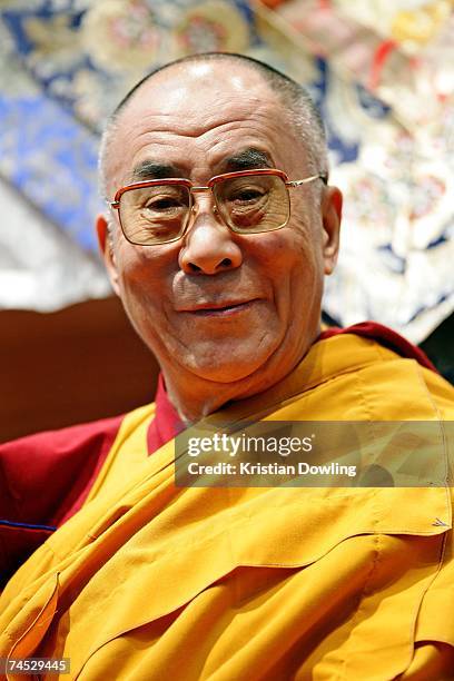 The Dalai Lama looks on during his Buddhist blessing - White Tara Long Life Empowerment at Geelong Arena June 11, 2007 in Melbourne, Australia. The...